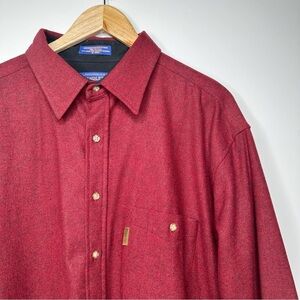 Pendleton XL Burgundy 100% Virgin Wool Shirt Jacket Suede Elbow Patches